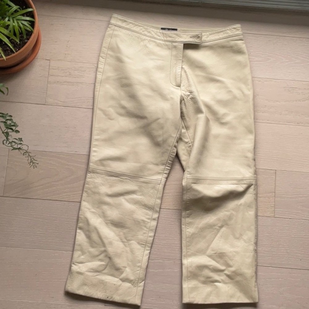 BCBG Max Azria Leather Cream Pants